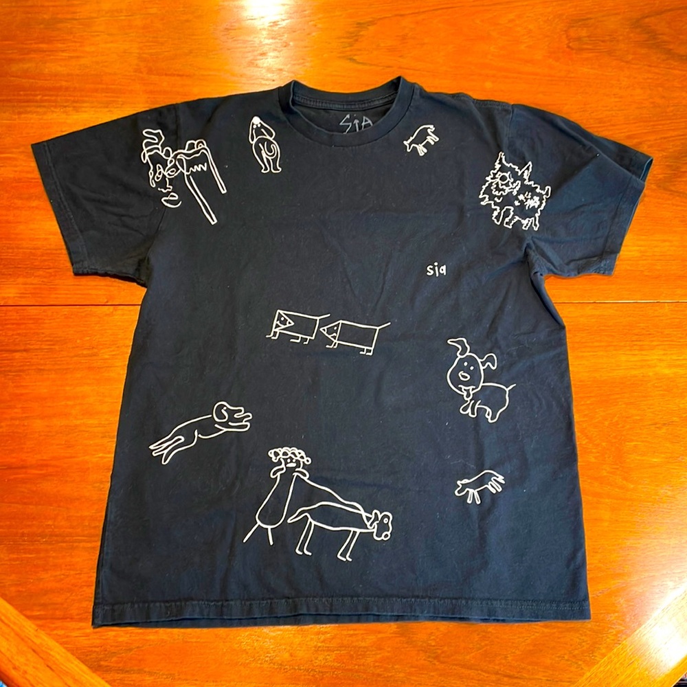SIA concert dog short sleeve black shirt Large